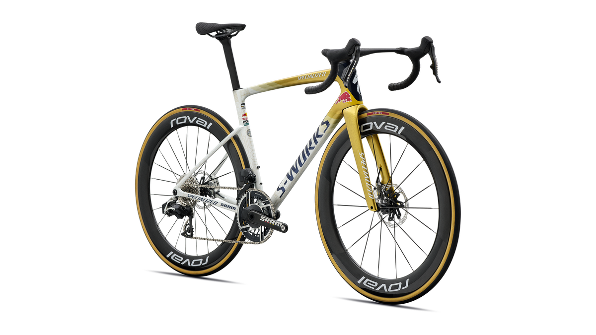 Specialized S-Works Tarmac SL9 LTD - Remco Evenepoel - Gloss Metallic White Silver / Gold Pearl / Deep Blue