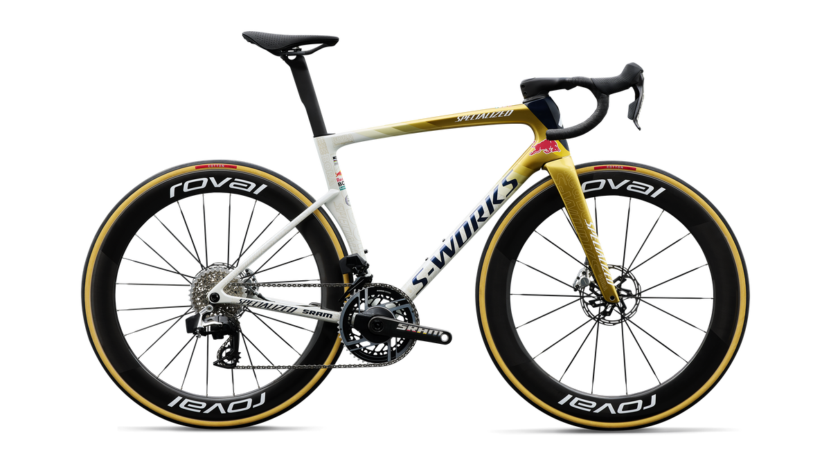 Specialized S-Works Tarmac SL9 LTD - Remco Evenepoel - Gloss Metallic White Silver / Gold Pearl / Deep Blue