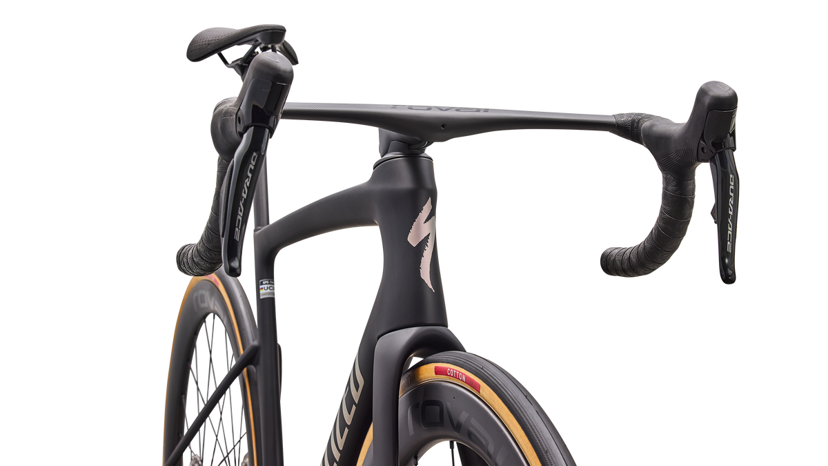 Tarmac SL9 Speed Sniffer head tube detail, Satin Carbon