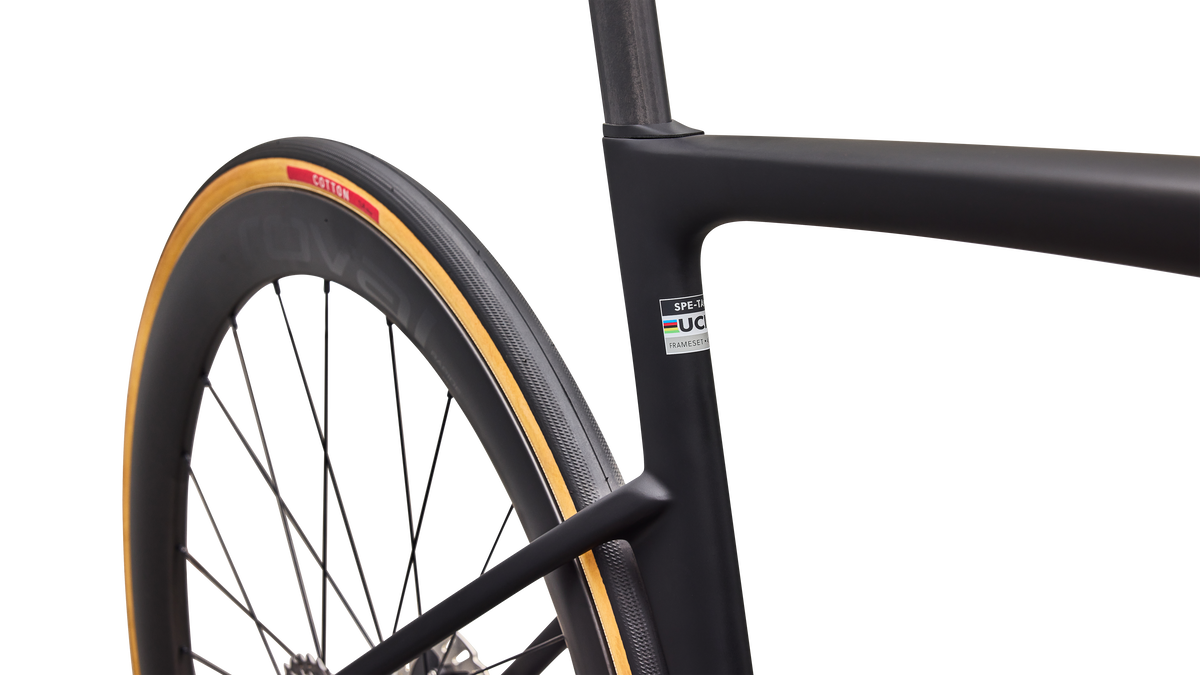 Tarmac SL9 seat tube and seatpost detail, Satin Carbon