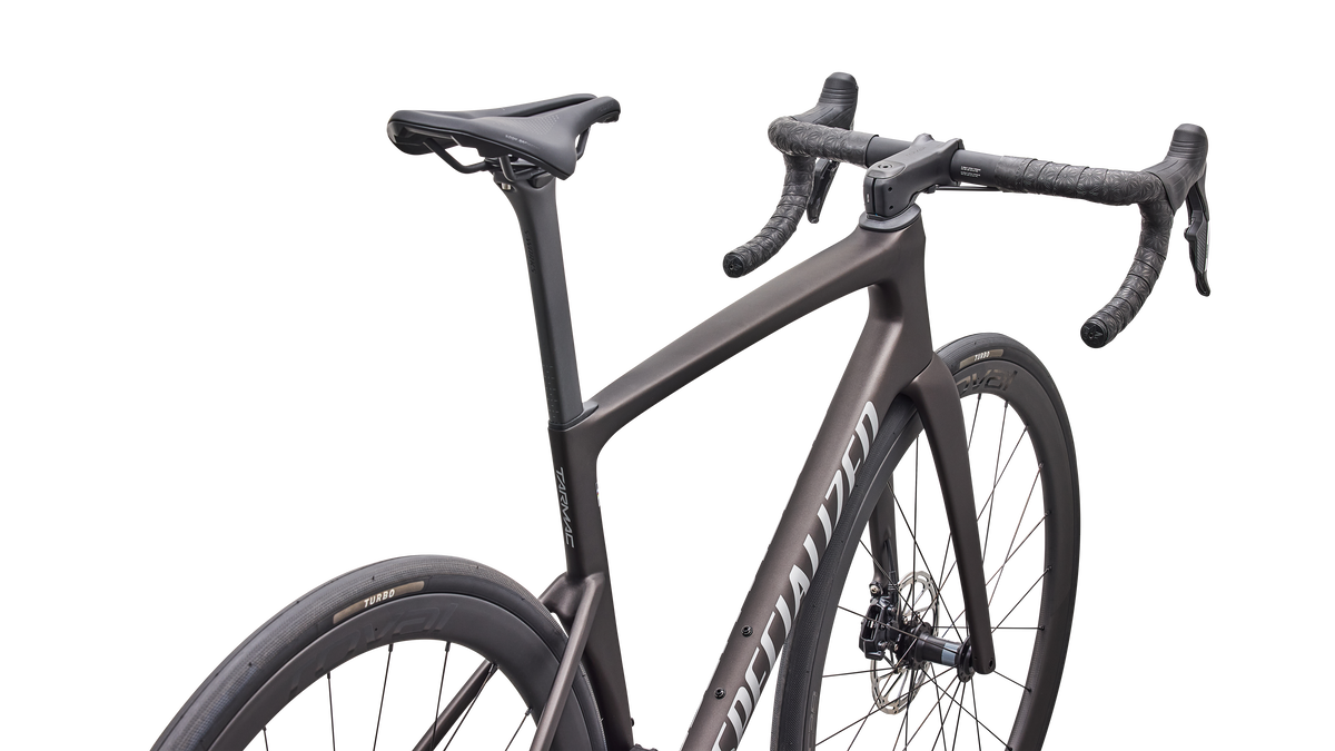 Tarmac SL9 Expert SRAM Force AXS rider point of view, Warm Smoke Metallic