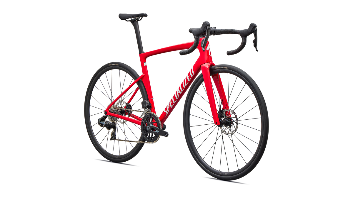 Tarmac SL9 Comp SRAM Rival AXS front end detail, Vivid Red