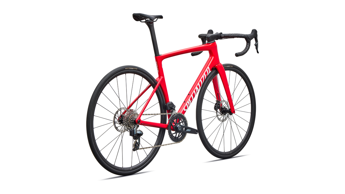 Tarmac SL9 Comp SRAM Rival AXS rear triangle detail, Vivid Red