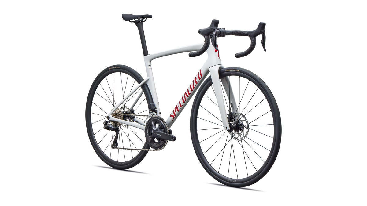 Tarmac SL9 Comp Shimano 105 Di2 front end detail, Dolomite Metallic